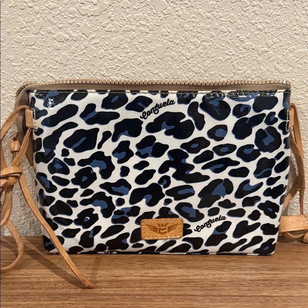 Consuela Black and Blue Leopard purse